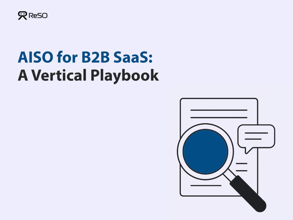 AISO for B2B SaaS vertical playbook with a search and content analysis illustration