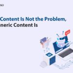AI robot and laptop illustration representing AI-generated content and generic content